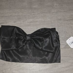 STATE Black Satin Strapless Top